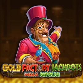 Gold Factory Jackpots Mega Moolah by Aurum Signature Studios, showcased at vikingsluck.de – game logo